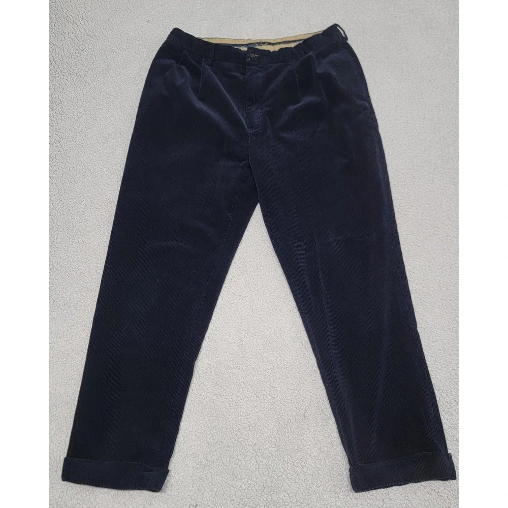 Polo Ralph‎ Lauren Pants Mens 38x32 (Fits 35x30) Navy Corduroy Classic Cuffed